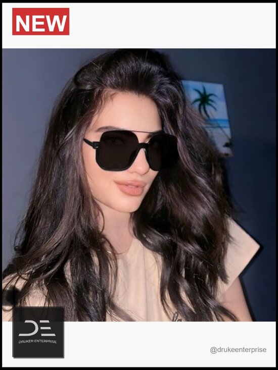 Retro Oversized Aviator Sunglasses Square Double Bridge Pilot Sun Glasses 70s main image 6